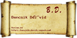 Bencsik Dávid névjegykártya